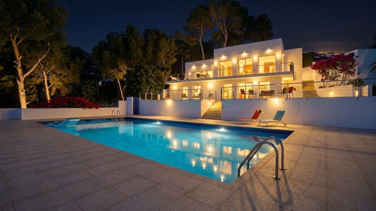 Villa con piscina, pista de tenis y apartamentos de invitados cerca de El Portet